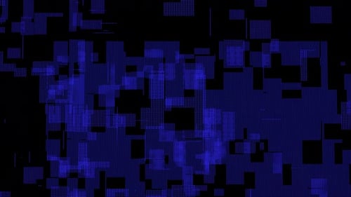 Abstract Digital Pixel Squares Flowing Blue Technology Background