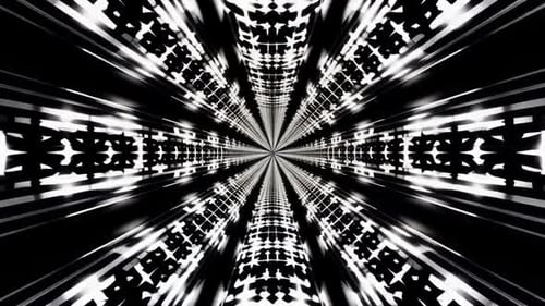 Abstrakte monochrome geometrische Tunnel-Bewegungsgrafik mit Hig