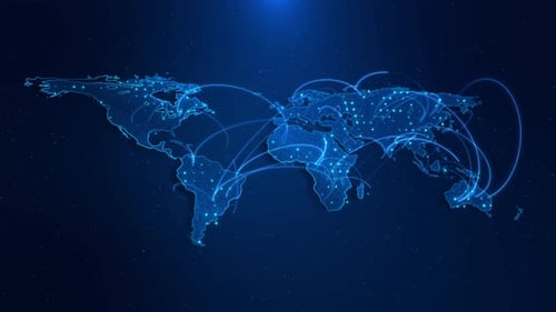 Futuristic Digital World Map Global Network Connections