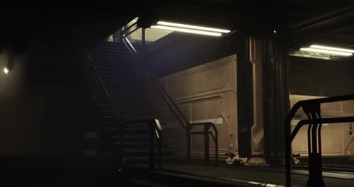 Futuristic Sci-Fi Spaceship Interior Camera Pan