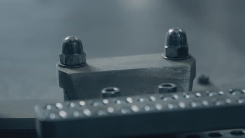 Machine Components in Motion Close Up Shot