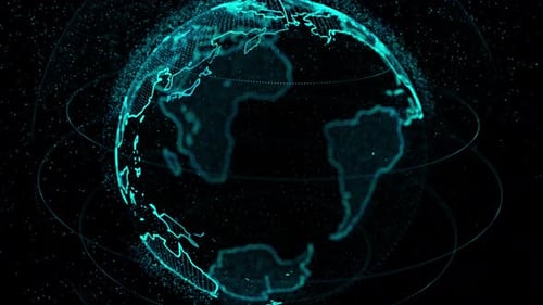 Futuristic Digital Earth Globe with Connecting Network Lines