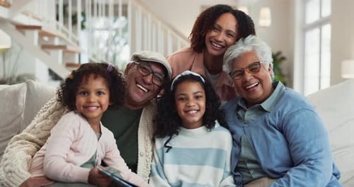 Multi-Generational Family Smiling Together at Home