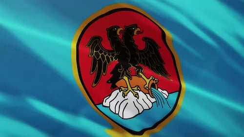 Waving Flag with Two-Headed Eagle Emblem Seamless Loop