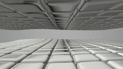 Luxury Background with a Floating Field of Silver Cubes, Figures, 3D Render, Exclusive, Reflection