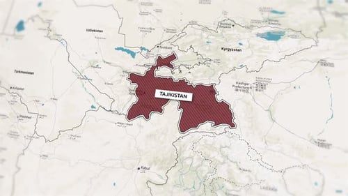 Tajikistan Map Highlight Reveal with Country Name
