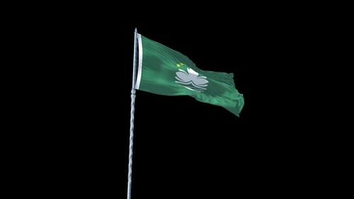 Realistic Macau Flag on Pole Waving in Wind