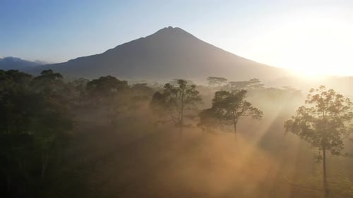 Aerial Sunrise with Mountain view