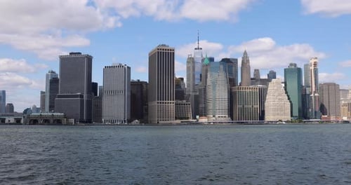 Scenic view of downtown New York City as seen from Brooklyn, capturing the iconic skyline and waterf