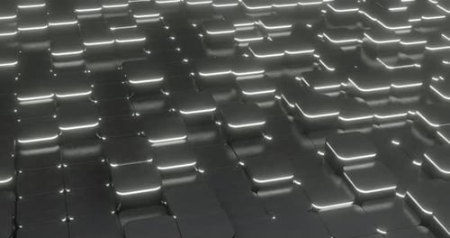 Abstract Rectangles With Shining White Edges Move Randomly In A Loop