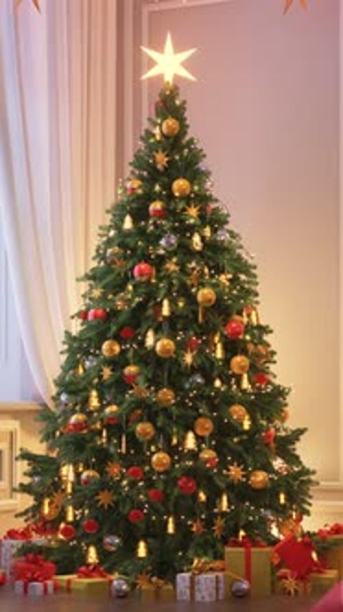 Cozy Christmas Tree and Fireplace Holiday Scene