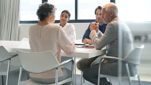 Senior Business Woman Talking During a Meeting to Her Team in Slow