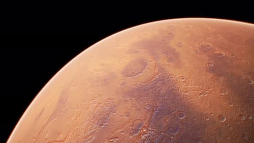 Red Planet Mars Slowly Rotating in Outer Space