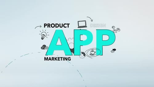 Infográfico de fundo tipográfico do APP