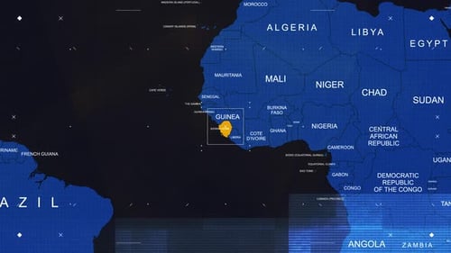 Karte von Sierra Leone, schwarz-blau, im Breaking-News-Style