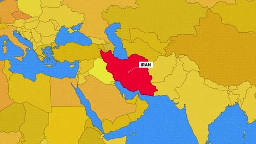 Animated World Map Highlighting Iran