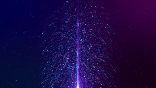 Light Fountain Particle Blast Particles Stream Dramatic Fountain Blast Glowing Trails on Dark