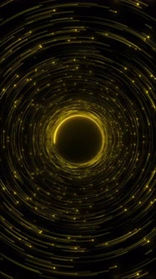 Anéis circulares dourados de luxo, animação mínima para apresentação, evento e festa, texto e pano de fundo.