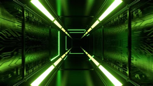 Green And Yellow Neon Strobe Texture Chip Corridor Background Vj Loop I 4K