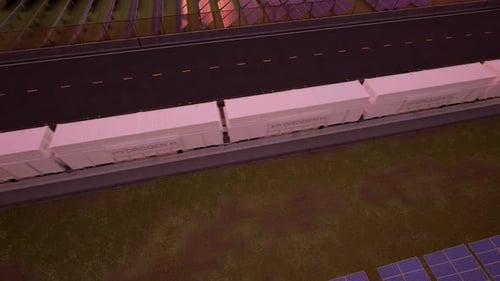 Hydrogen Fuel Cell Train with Solar Panels Animation