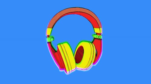 Animated Glitch Headphones with RGB Shift Effect