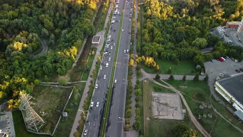 Aerial Kharkiv City Streets Tilt Up