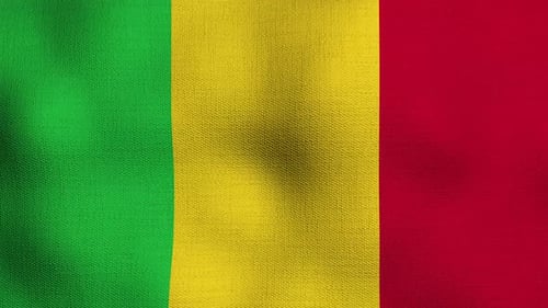 Waving Fabric Flag of Mali, Green Yellow Red Stripes