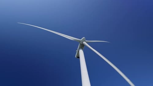 A rotating wind turbine.