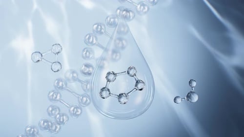 Transparent Molecular Structures in Water Drop Animation