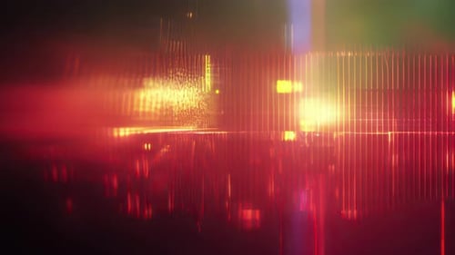 Sci-Fi Glitch Light Animation with Red Analog Grid, Neon Flares and Data Distortion Effect