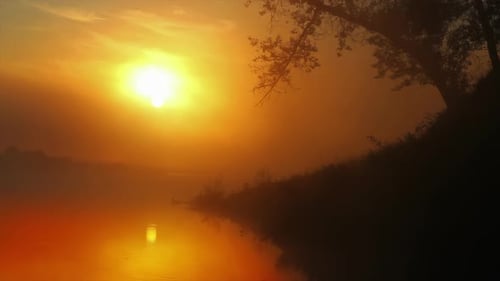 Landscape with Sunrise Over River