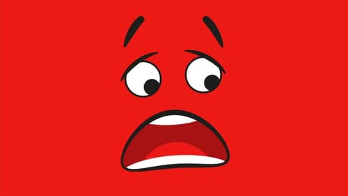 Ojos sorprendidos mirando a izquierda y derecha sobre fondo rojo