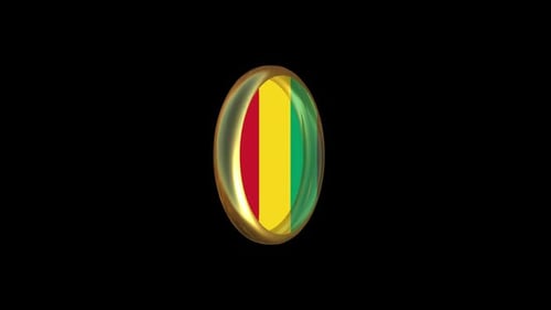 Rotating 3D Red Yellow Green Striped Circle Badge Animation
