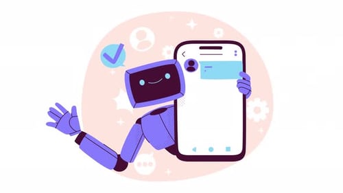 chatbot responde a las preguntas de un usuario en un teléfono móvil ai animation 4k