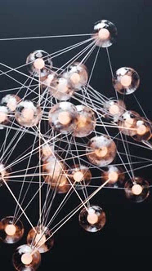 Abstract Digital Network with Connected Spheres and Glowing Nodes