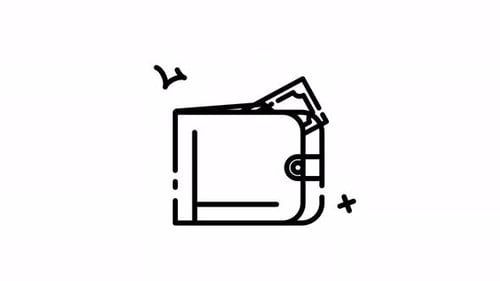 Animated Line Art Wallet with Money Icon for Financial Concepts