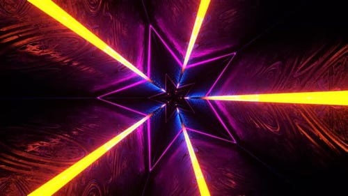 Multicolor Rotating Alien Tunnel With Star Shape Background Vj Loop In 4K