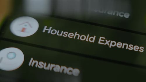 Categoria de despesas domésticas no aplicativo Money Tracker