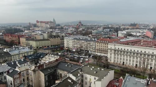 The Royal City of Krakow: A Timeless View of Wawel Castle and Historic Old Town.