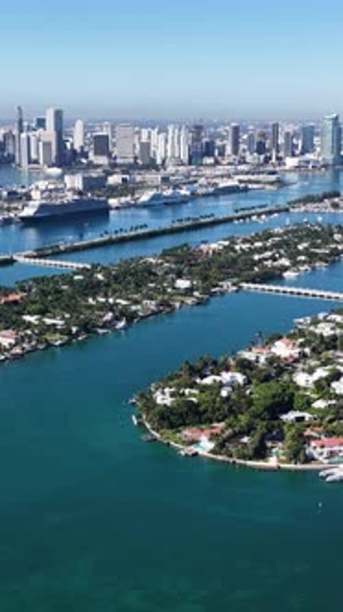Miami Beach Skyline At Miami Beach In Florida United States.