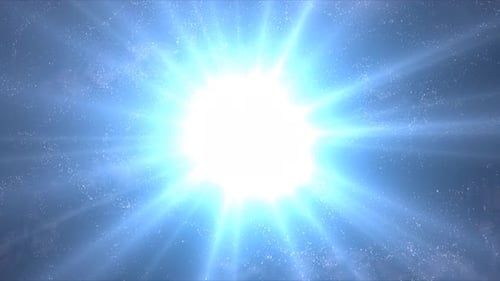 Brilliant blue light radiating through dark cosmic space
