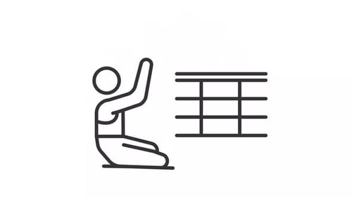 Animated Volleyball Player Serving Line Art Icon