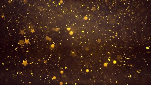 Golden Shimmering Glitter Particles and Bokeh for Celebrations