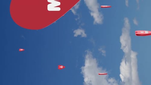 Vertical Video Valentines Day Be Mine Flying Candy Hearts in Sky