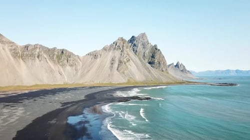 Stokksnes black sand beach showcasing the stunning Vestrahorn mountain range in the background, beau