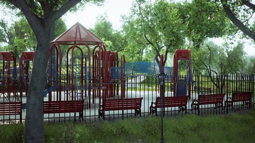 Park Playground for Game Empty and Closed for Coronavirus or Covid19