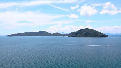 Fly from far away towards Koh Tean, Thailand
