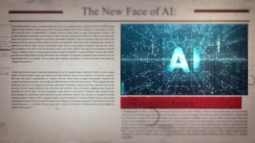 AI Text Reveal on Animated Newspaper Background