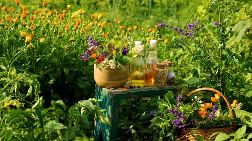 Plant and Herb Tinctures and Extracts Selective Focus