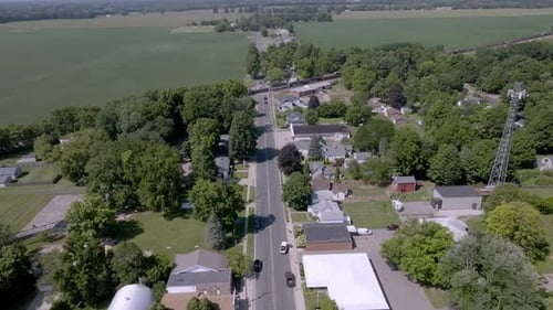 Climax, Michigan downtown with train moving.